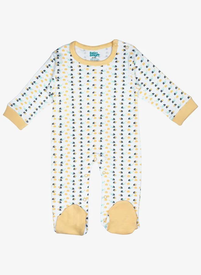 بابيز_بيسك طقم 5 قطع - مريلة، رومبر، قفازات، قبعة، وبدلة نوم